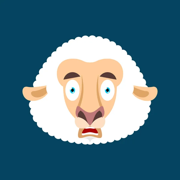 Mouton peur OMG visage avatar. Ewe Oh mon Dieu emoji. Fa effrayé — Image vectorielle