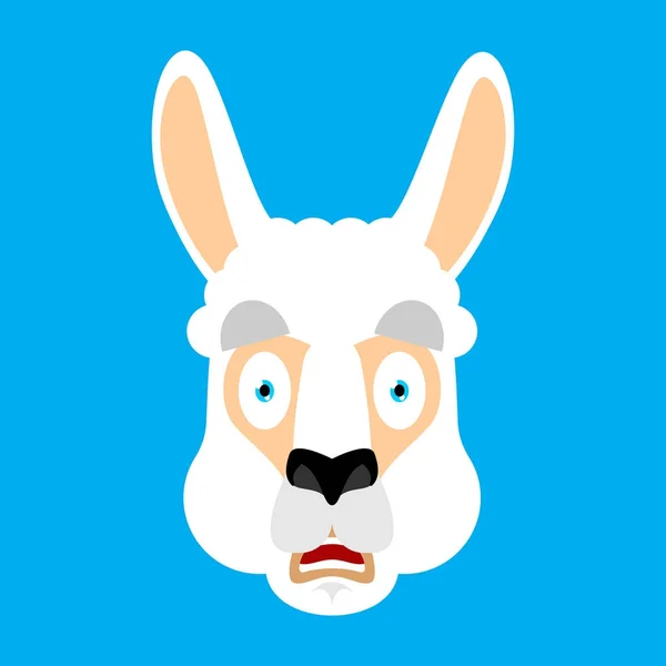 Lama Alpaca assustou OMG face avatar. Animal Oh meu Deus emoji. Fragmento — Vetor de Stock