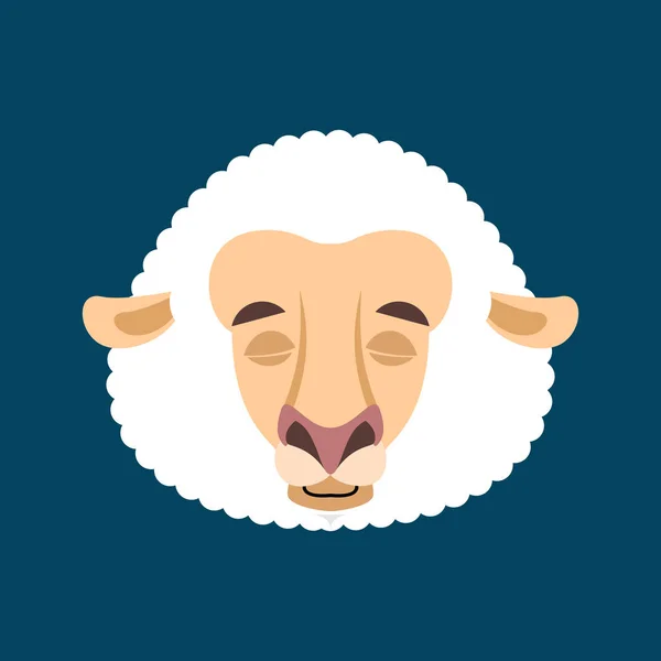 Duygu avatar yüz uyku koyun. Ewe uykuda emoji. Çiftlik anima — Stok Vektör