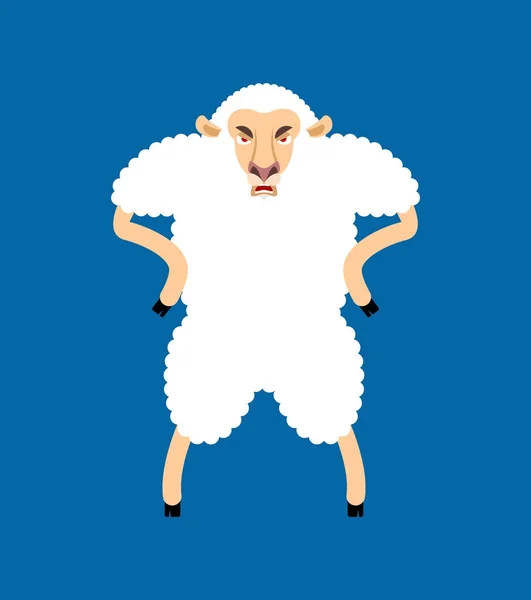 Sheep angry avatar of emotions. Ewe evil emoji. Farm animal aggr