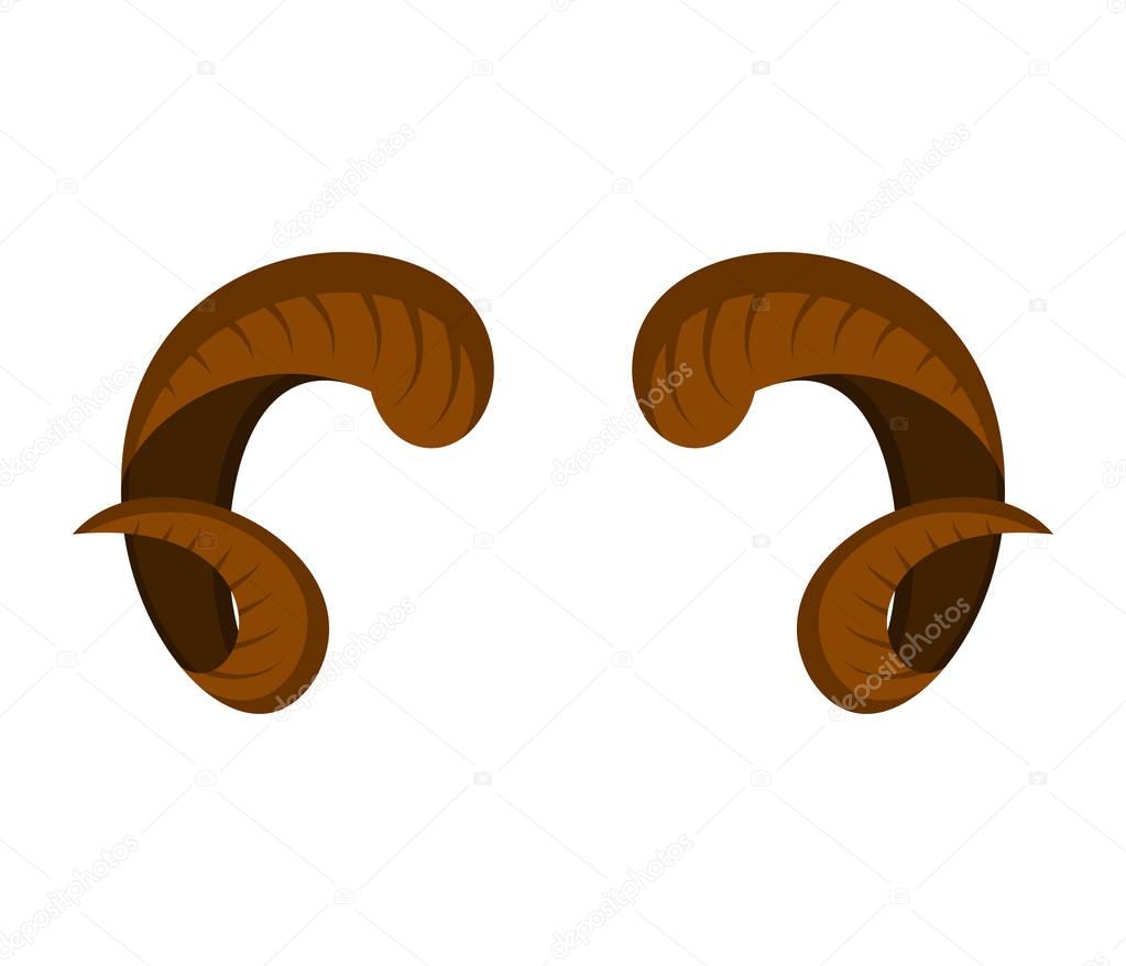 Horns ram template isolated. Farm animal Vector illustration