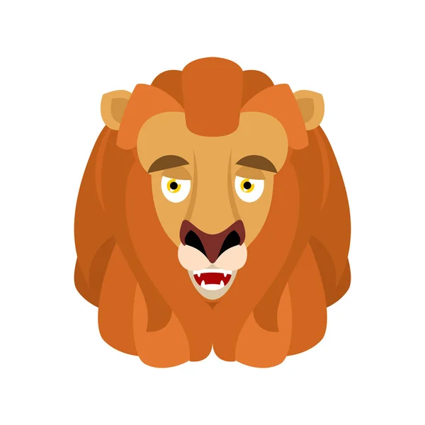 León feliz emoji avatar. Animal salvaje emoción alegre. Bestia alegre — Archivo Imágenes Vectoriales