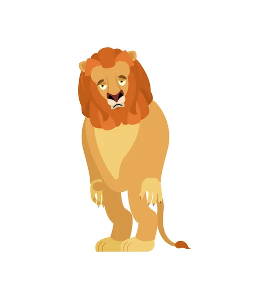 Lion triste. Un animal sauvage triste. Bête terne. Illustration vectorielle — Image vectorielle