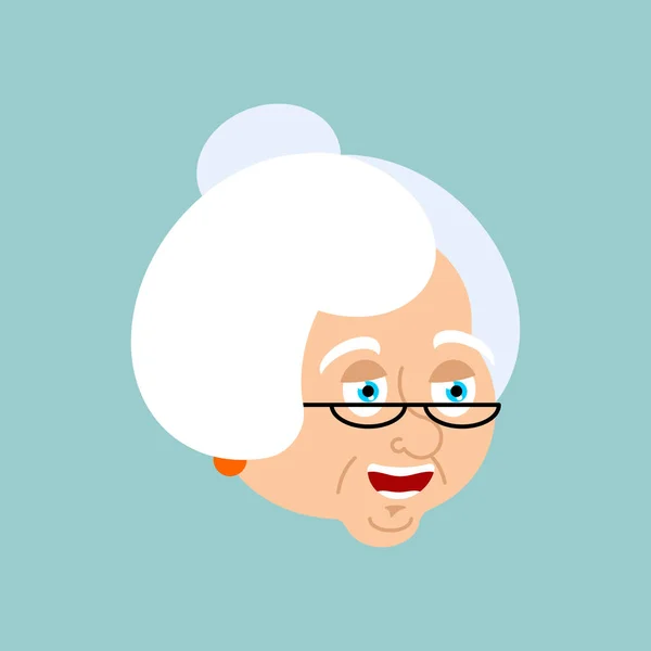 Avó feliz emoção avatar. Enfrenta emoji alegre da avó. Velho — Vetor de Stock