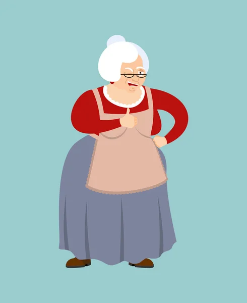 Grand-mère lève le pouce et cligner des yeux emoji. Grand-mère heureuse emoji. Happ — Image vectorielle