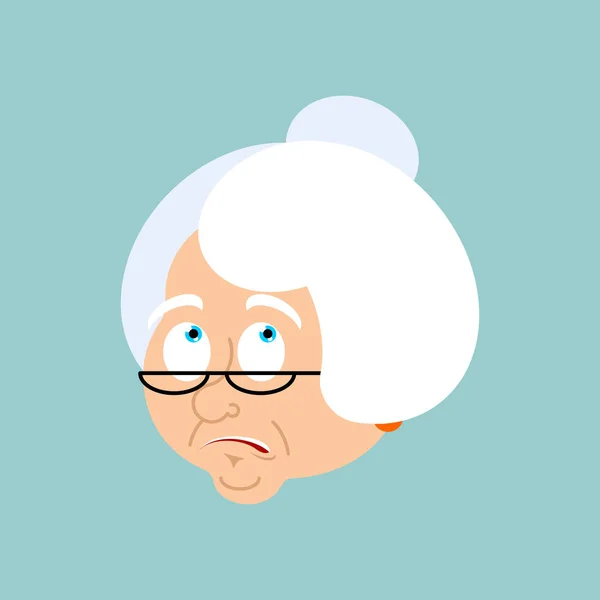 Grand-mère a confondu émotions. Visage grand-mère est perplexe emoji . — Image vectorielle