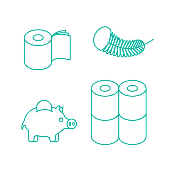 Papier toilette rouleau icône ensemble. Économique, bicouche et souple. col — Image vectorielle