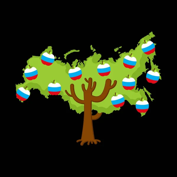 Patriottische apple tree Rusland kaart. appels Russische vlag. Nationale S — Stockvector