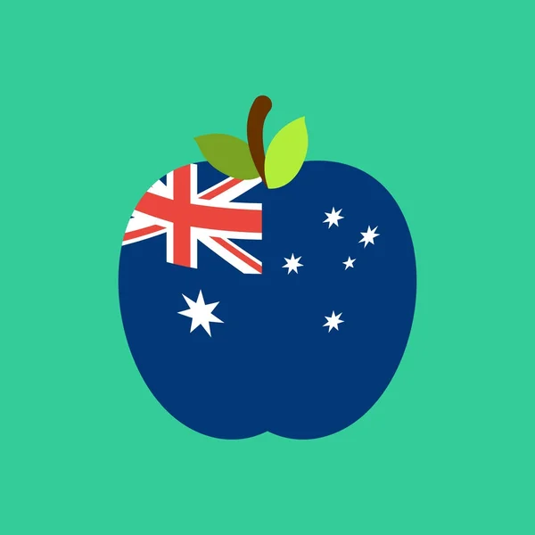 Apple Australien flagga. Australiensiska nationella frukt. Vektor illustration — Stock vektor