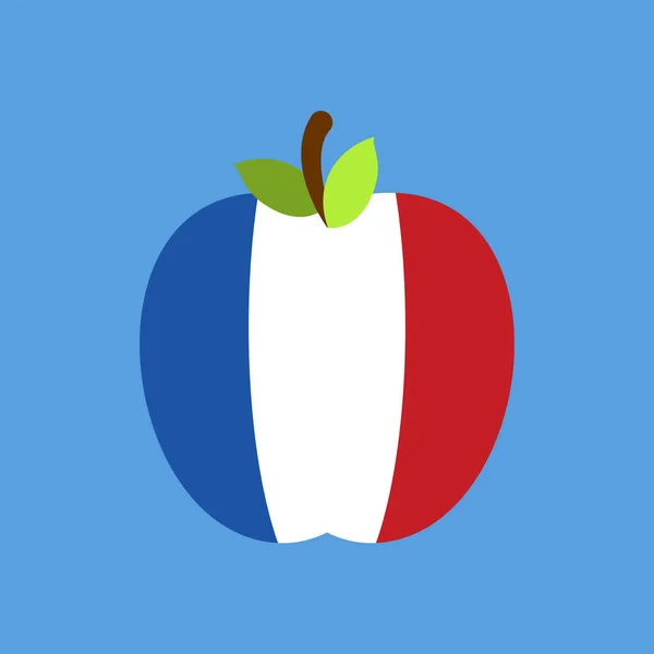 Apple Frankrijk vlag. Franse nationale Fruit. Vectorillustratie — Stockvector