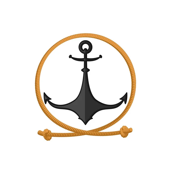 Cuerda y ancla. Un emblema marino. Ilustración vectorial — Archivo Imágenes Vectoriales