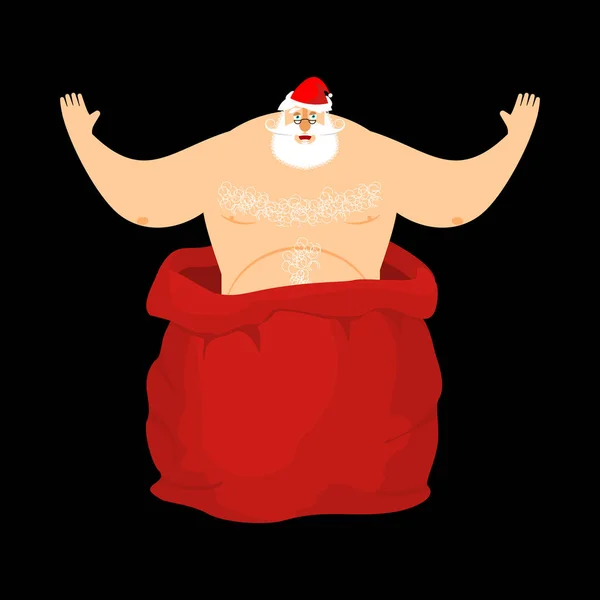 Santa Claus sztriptíz nyitott piros táskát. Karácsonyi és újévi V — Stock Vector