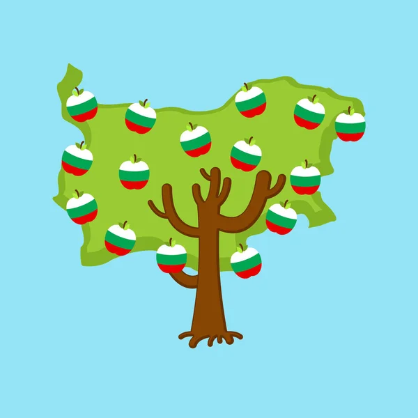 Pommier patriotique Bulgarie carte. pommes drapeau bulgare. Pays — Image vectorielle
