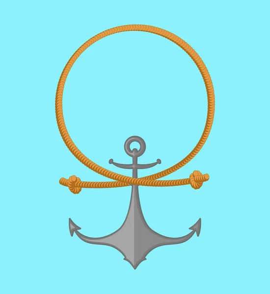 Corda e ancora. Emblema marino. Illustrazione vettoriale — Vettoriale Stock