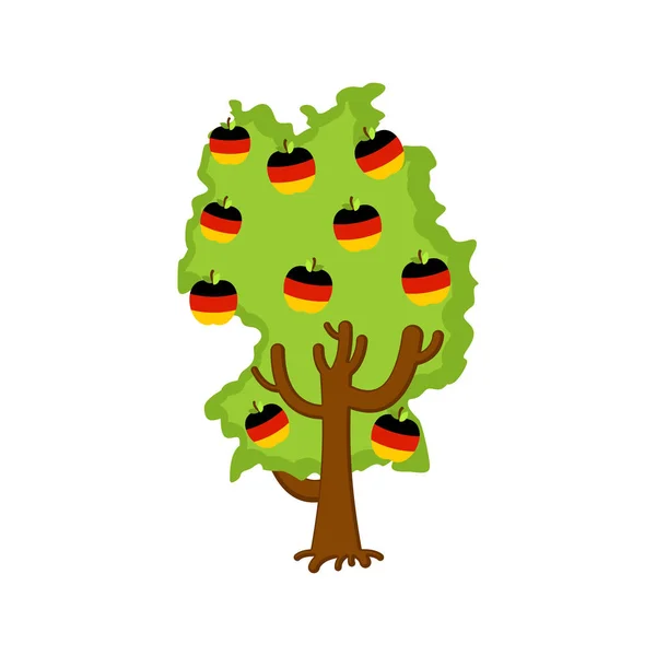 Patriottische apple tree Duitsland kaart. appels Duitse vlag. Nationale S — Stockvector