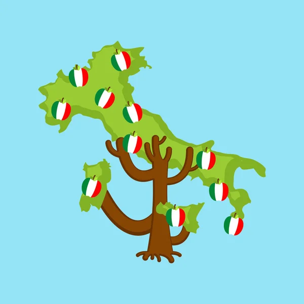 Patriotischer Apfelbaum Italien Karte. Äpfel italienische Flagge. nationale s — Stockvektor