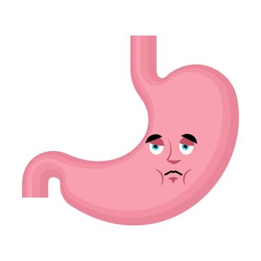 Mide üzgün emoji yüz avatar. Göbek kederli duygular. Dahiliye