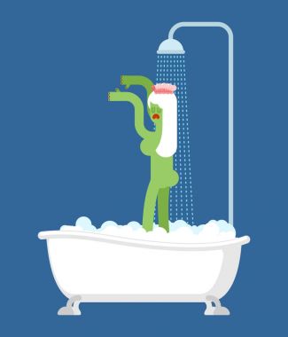 Zombi kız banyo yıkar. Cadılar Bayramı vektör çizim