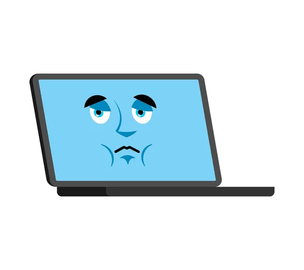 Ordenador triste emoji cara avatar. Laptop emociones dolorosas. PC du — Archivo Imágenes Vectoriales