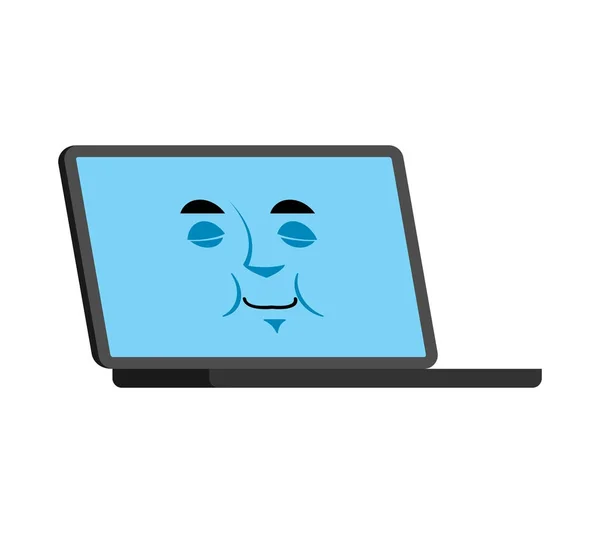 Portátil dormir emoji cara avatar. Computadora se durmió emociones — Archivo Imágenes Vectoriales