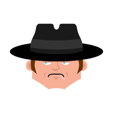 Casus yüz izole şapkalı. Dedektif avatar. Vektör çizim