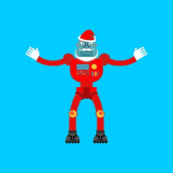 Weihnachtsmann-Roboter. Mechanischer Cyborg-Opa zu Weihnachten. — Stockvektor