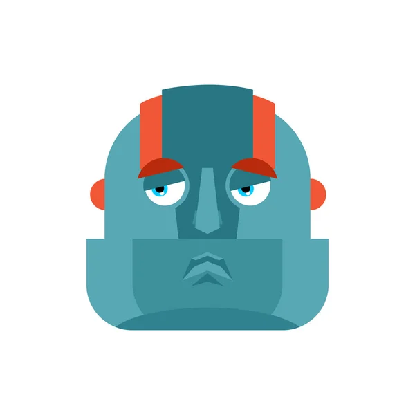 Robot triste emoji. Cyborg émotions douloureuses. Homme robotique terne. Ve — Image vectorielle