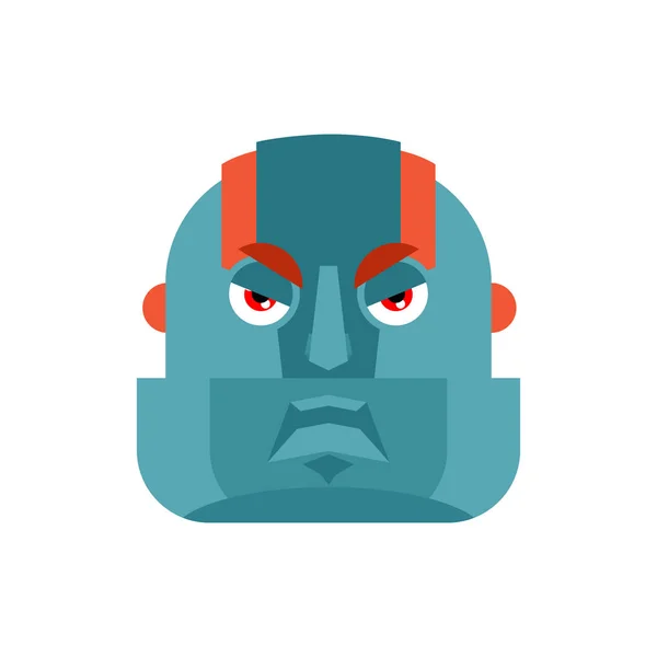 Robot boos emoji. Cyborg kwaad emoties avatar. Robotic man aggr — Stockvector