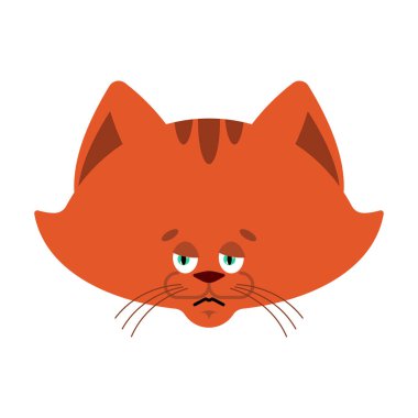 Kedi üzgün emoji. Evde beslenen hayvan kederli duygular. Kitty sıkıcı. Vektör illust