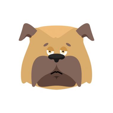 Köpek üzgün emoji. Evde beslenen hayvan kederli duygular. Bulldog sıkıcı. Vektör Hüseyin