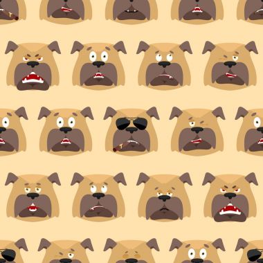 Köpek baş desen. Evde beslenen hayvan arka plan. Süsleme yüz bulldog. Vektör 