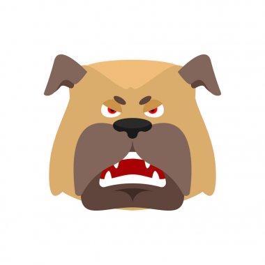 Köpek kızgın emoji. Evde beslenen hayvan kötü duygular avatar. Bulldog agresif. V