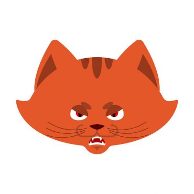Kedi kızgın emoji. Evde beslenen hayvan kötü duygular avatar. Kitty agresif. VEC