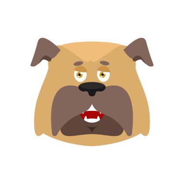 Köpek mutlu emoji. Evde beslenen hayvan neşeli duygular. Bulldog Joyful. Vektör Hüseyin