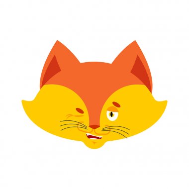 Fox emoji kırpmak. Vahşi hayvan mutlu duygu. o-fox vektör illust