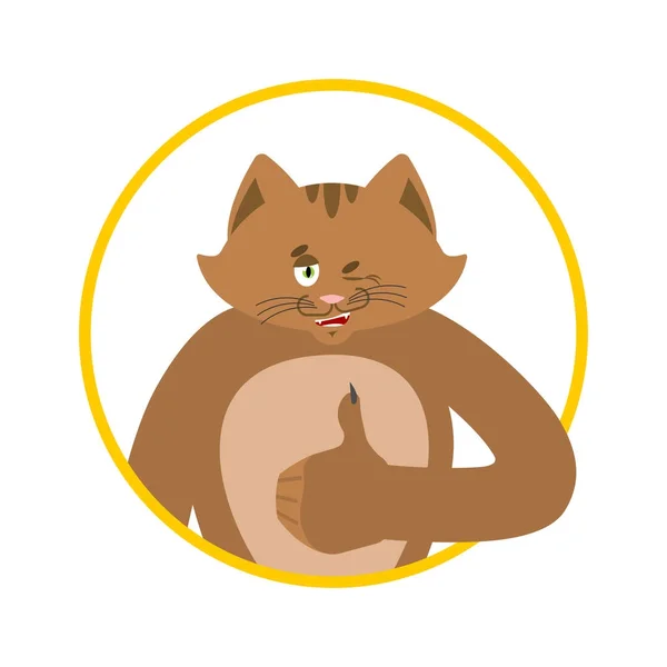 Gatto pollice in su e strizza l'occhio. Animale domestico emoji felice. Kitty Vector illustrat — Vettoriale Stock