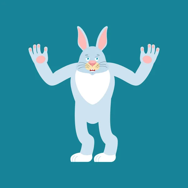 Rabbit happy. Hare merry emotions. Animal Joyful. Easter Vector