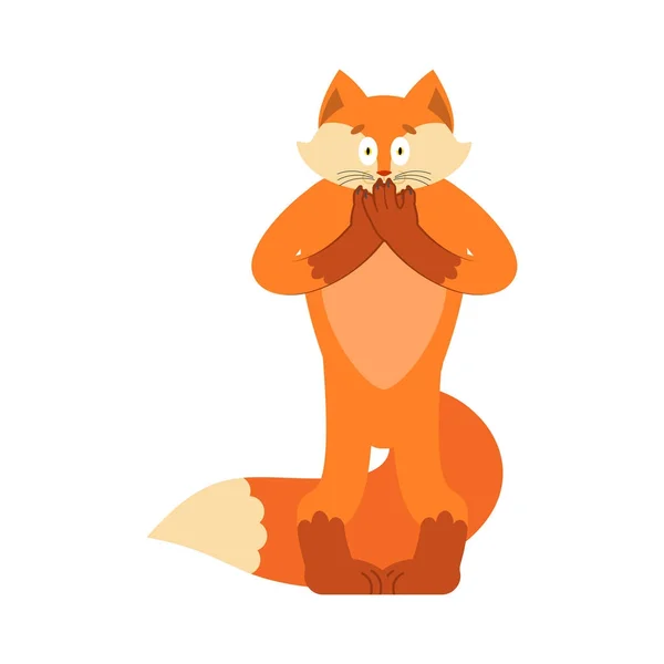 Fox bang Omg. Dierlijke Oh mijn God emotie. Bang ze-fox. Ve — Stockvector