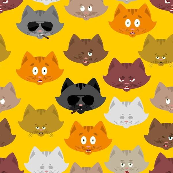 Cat head pattern. Pet background. Ornament face Kitty. Vector il — Stock Vector