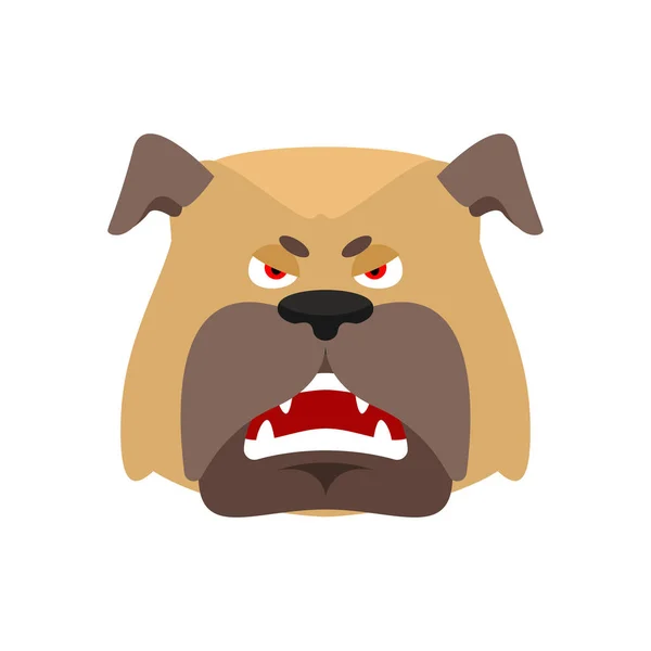 Cane emoji arrabbiato. Animali malvagi emozioni avatar. bulldog aggressivo. V — Vettoriale Stock