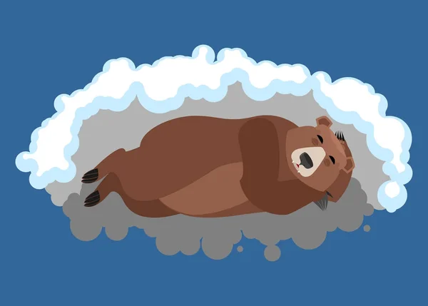 L'orso dorme nella tana. Grizzly addormentato emozioni. Bestia selvatica dormiente . — Vettoriale Stock