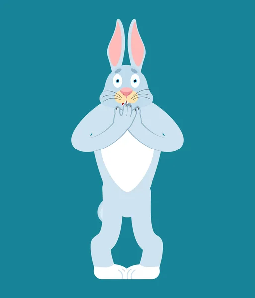 Rabbit scared OMG. Hare Oh my God emoji. Frightened Animal. Vect — Stock Vector