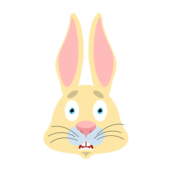 Rabbit scared OMG avatar. Hare Oh my God emoji. Frightened Anima — Stock Vector