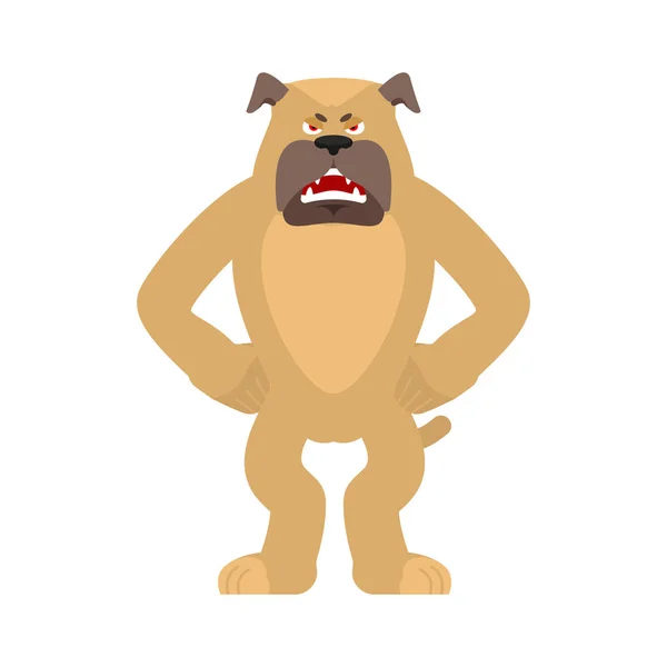 Cão zangado. Avatar emoji mal animal de estimação. Bulldog agressivo. Vector doente — Vetor de Stock