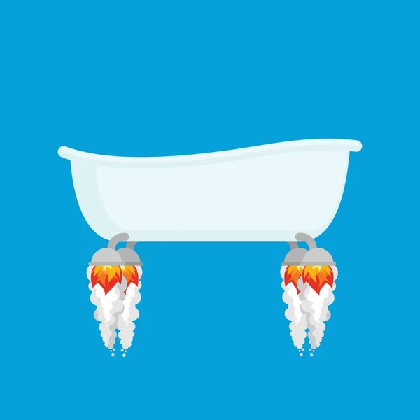 Bath rocket Turbine. Blast off Vector illustration. Flames and S — Stock Vector