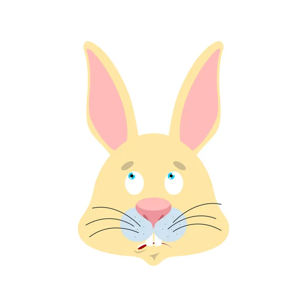 Rabbit confused emoji oops face avatar. Hare perplexed emotions. — Stock Vector