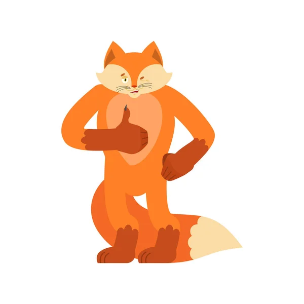 Fox duimen omhoog en knipoogt. Wild beest gelukkig emoji. ze-fox Vector — Stockvector