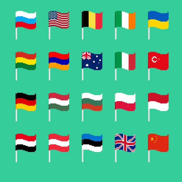 Набір прапорів Pixel. Піксельний банер National. політичний біт значок. Вільям — стоковий вектор