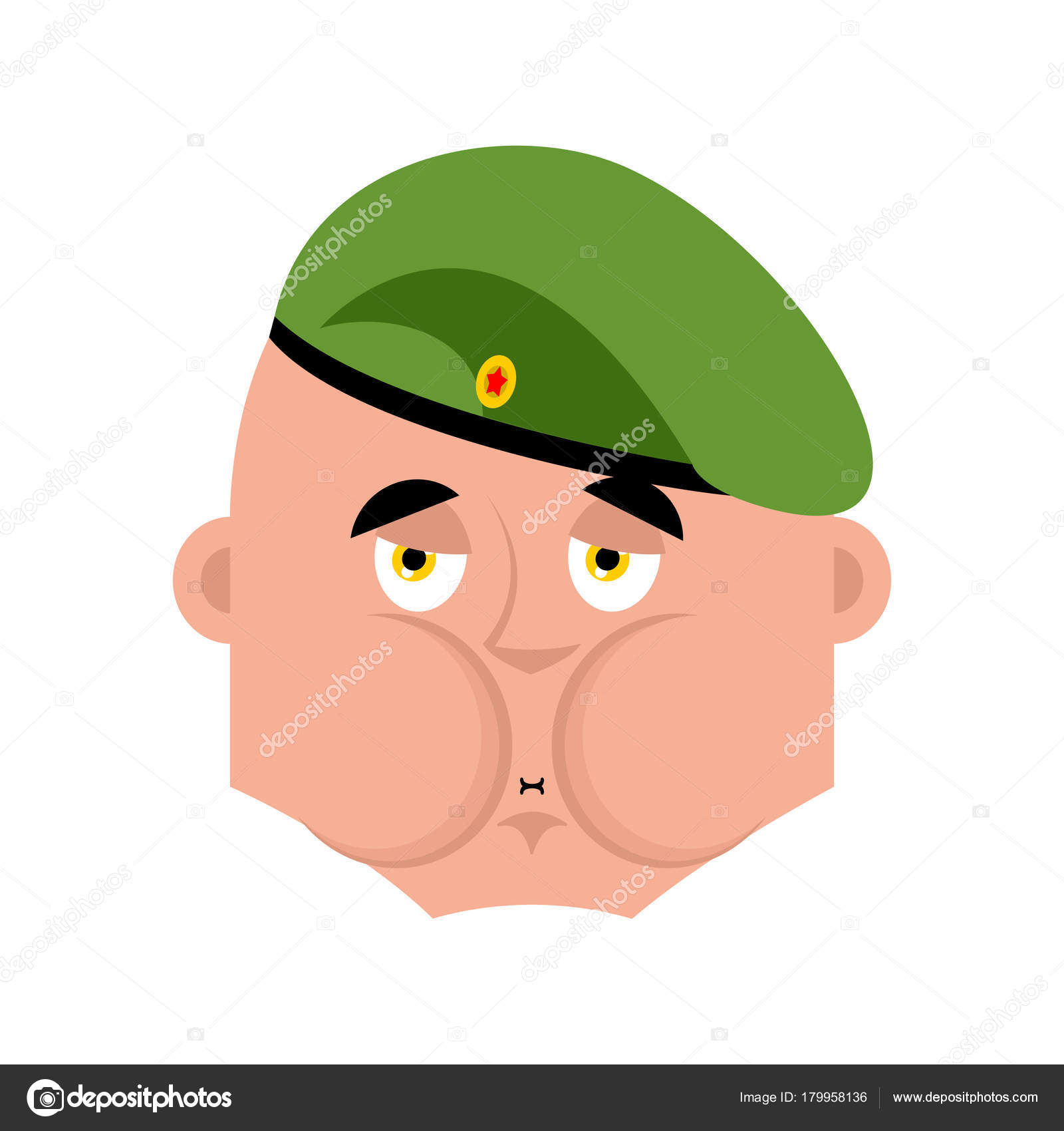 Russian soldier Sick Nausea emoji. Airborne troops face Nauseati Stock
