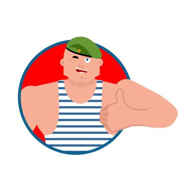  Rus askeri thumbs up ve kırpmak. Hava indirme birlikleri mutlu emoj